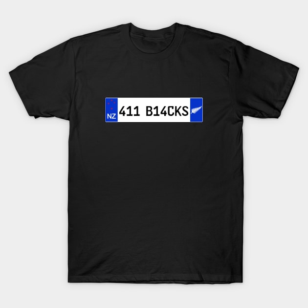 New Zealand All Blacks car license plate T-Shirt by Travellers